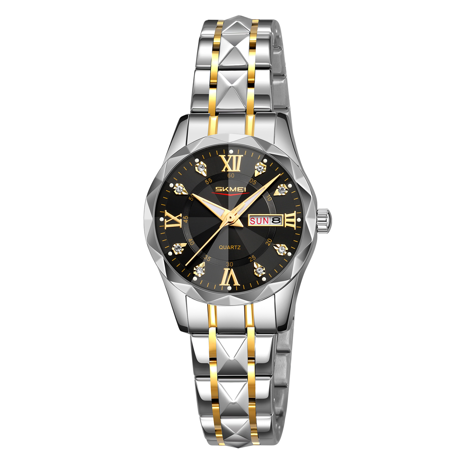 Купити Жіночий класичний годинник Skmei 9370TGDBK Gold-Black з металевим браслетом та календарем