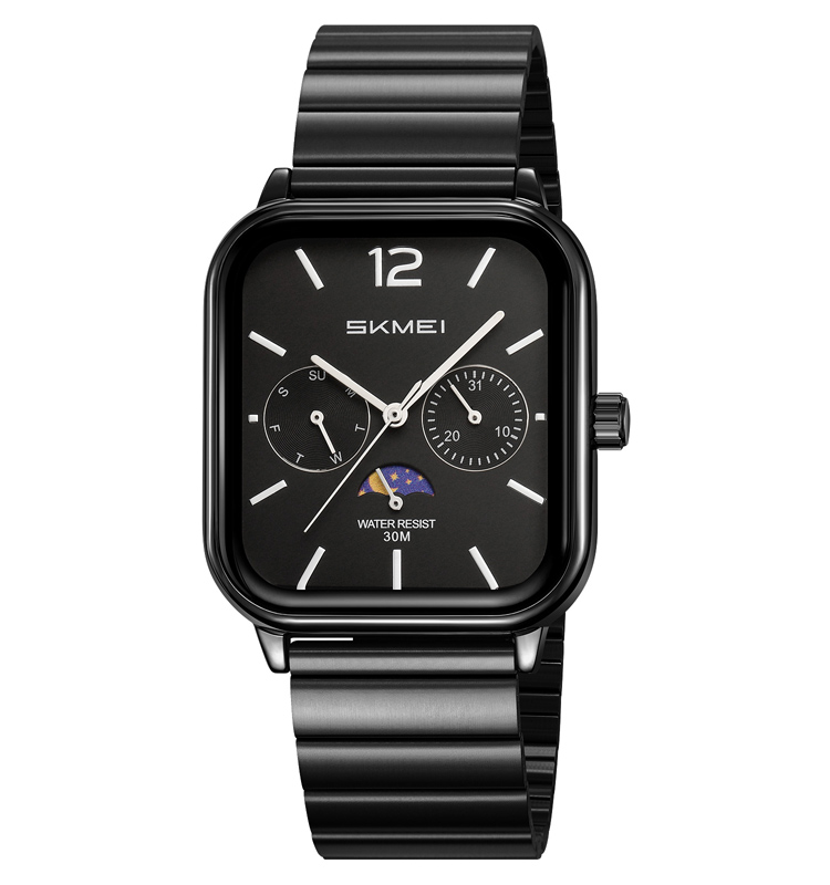 Купити Чоловічий годинник Skmei 2509BKBK All Black з хронографом та календарем, металевий браслет