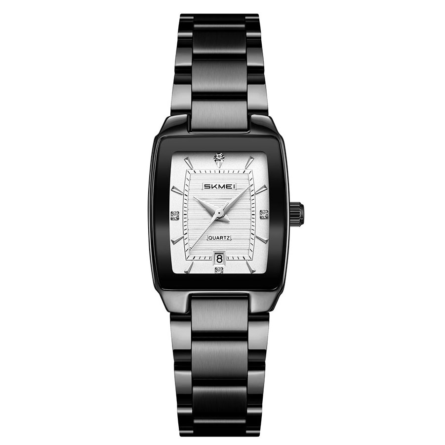 Купити Жіночий годинник Skmei 2578BK Black з прямокутним корпусом та металевим браслетом