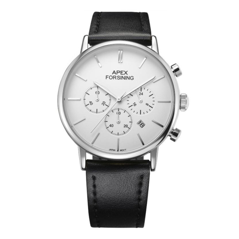 Купити Чоловічий годинник Forsining 8312 Black-Silver-White з хронографом та календарем