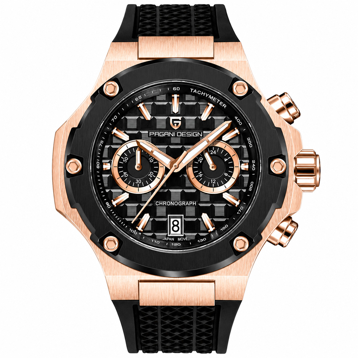 Чоловічий годинник Pagani Design PD-YS032 Rose Gold-Black з сапфіровим склом та хронографом SEIKO VK64