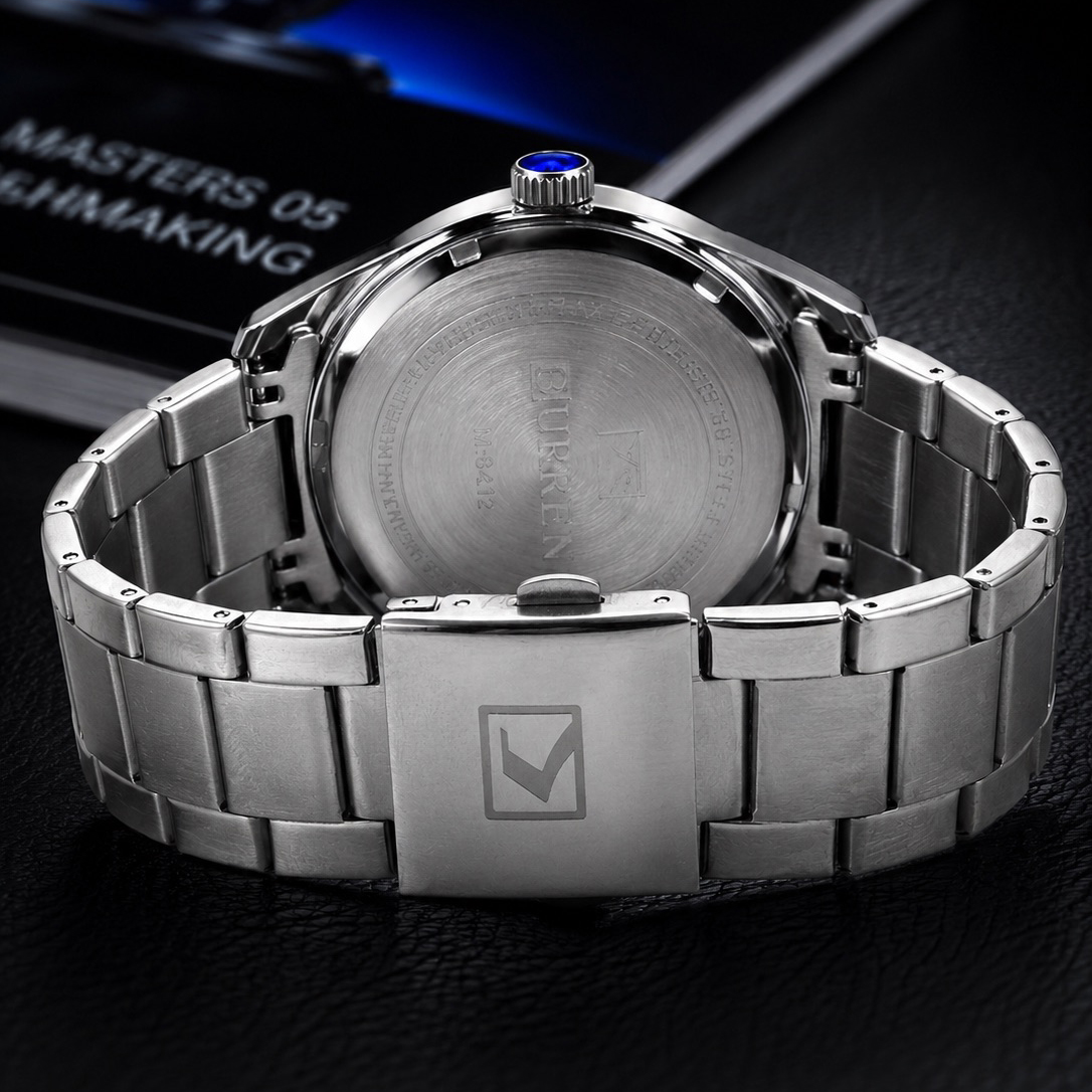 Купити Чоловічий класичний годинник Curren 8425 Silver-Blue зі сріблястим браслетом та синім циферблатом