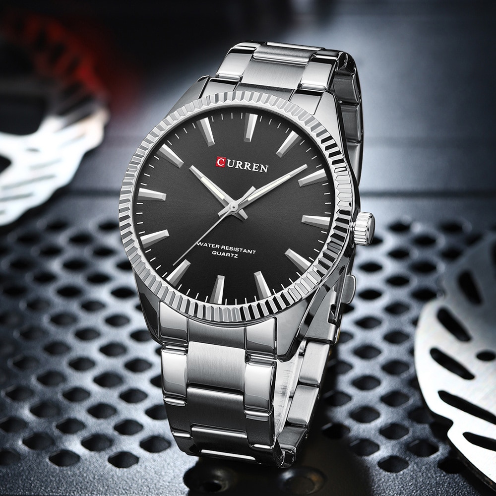 Купити Чоловічий наручний годинник Curren 8425 Silver-Black зі сталевим браслетом та мінеральним склом