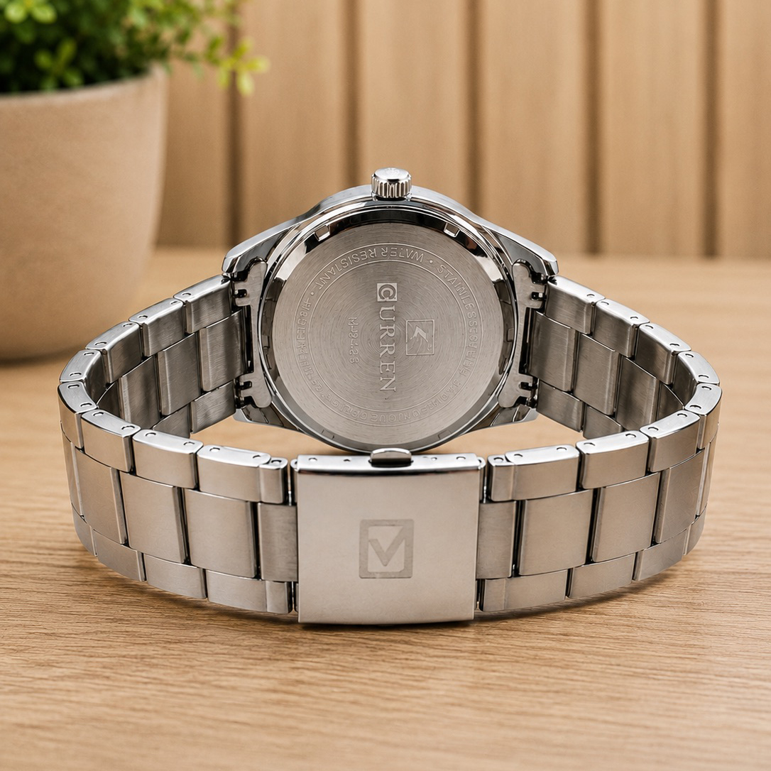 Купити Чоловічий наручний годинник Curren 8425 Silver-Black зі сталевим браслетом та мінеральним склом