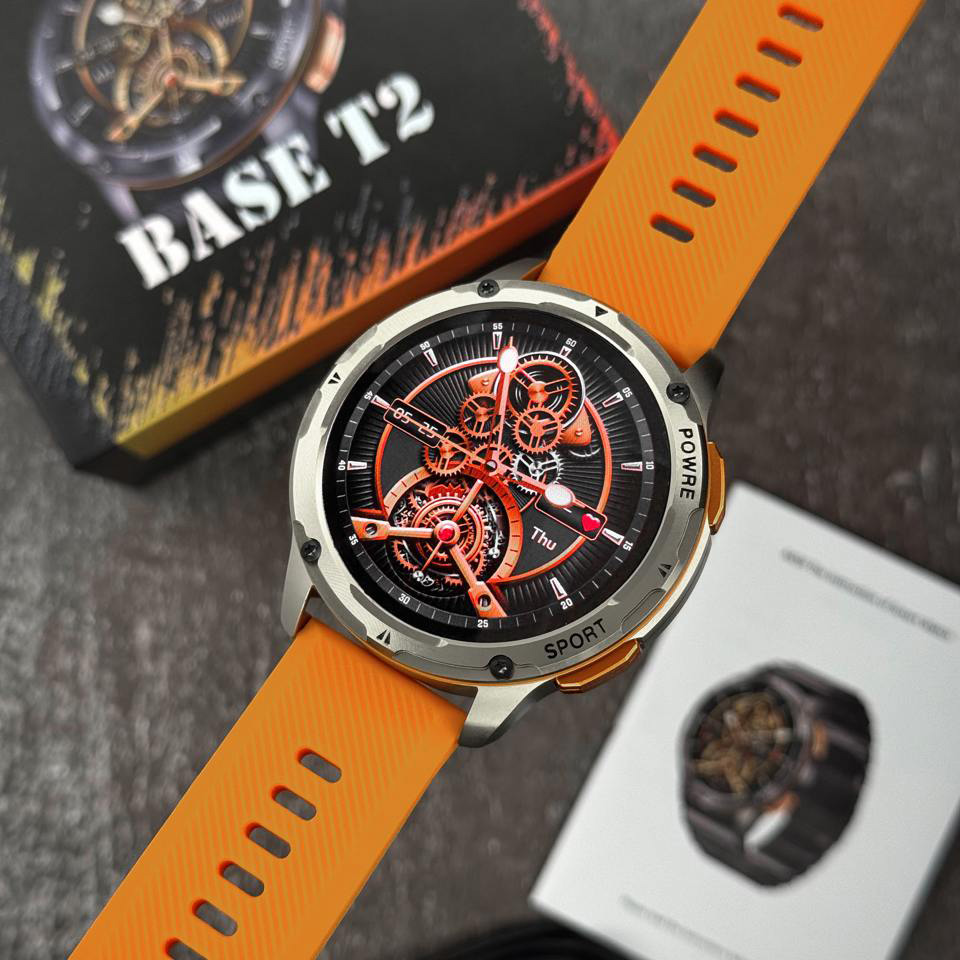 Купити Розумний годинник Modfit Base T2 Gold-Orange зі спортивним ремінцем та AMOLED-дисплеєм