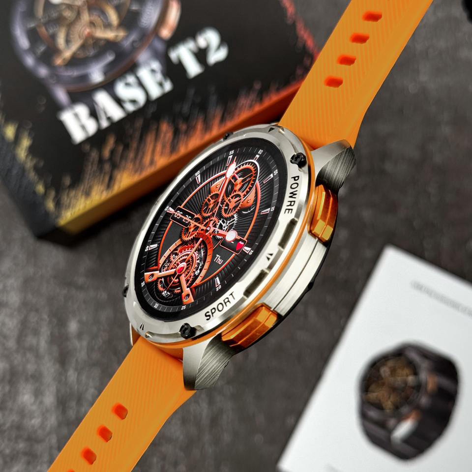 Купити Розумний годинник Modfit Base T2 Gold-Orange зі спортивним ремінцем та AMOLED-дисплеєм