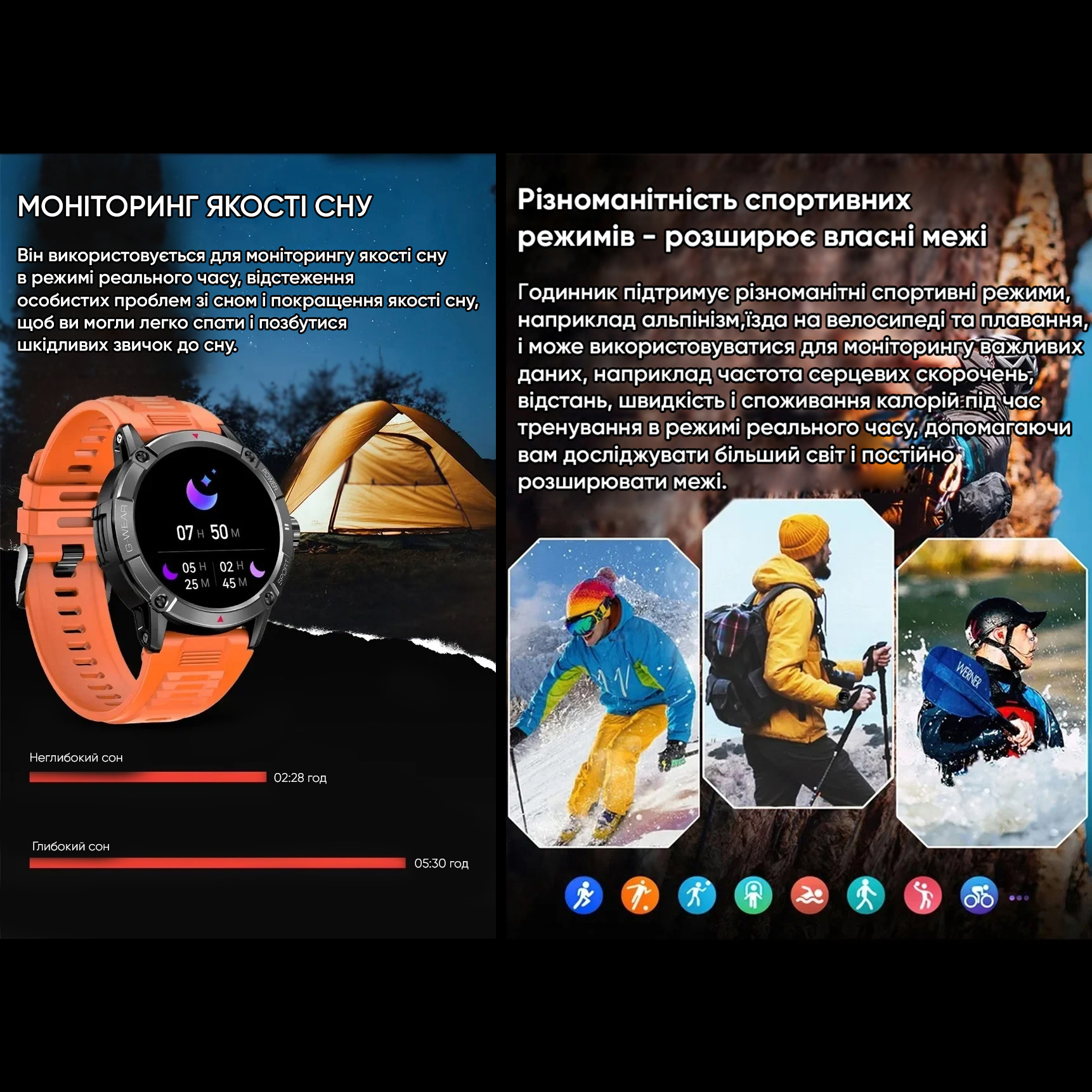 Купити Чоловічий розумний годинник Modfit Expedition Compass Black з вбудованим компасом та вологозахистом IP68