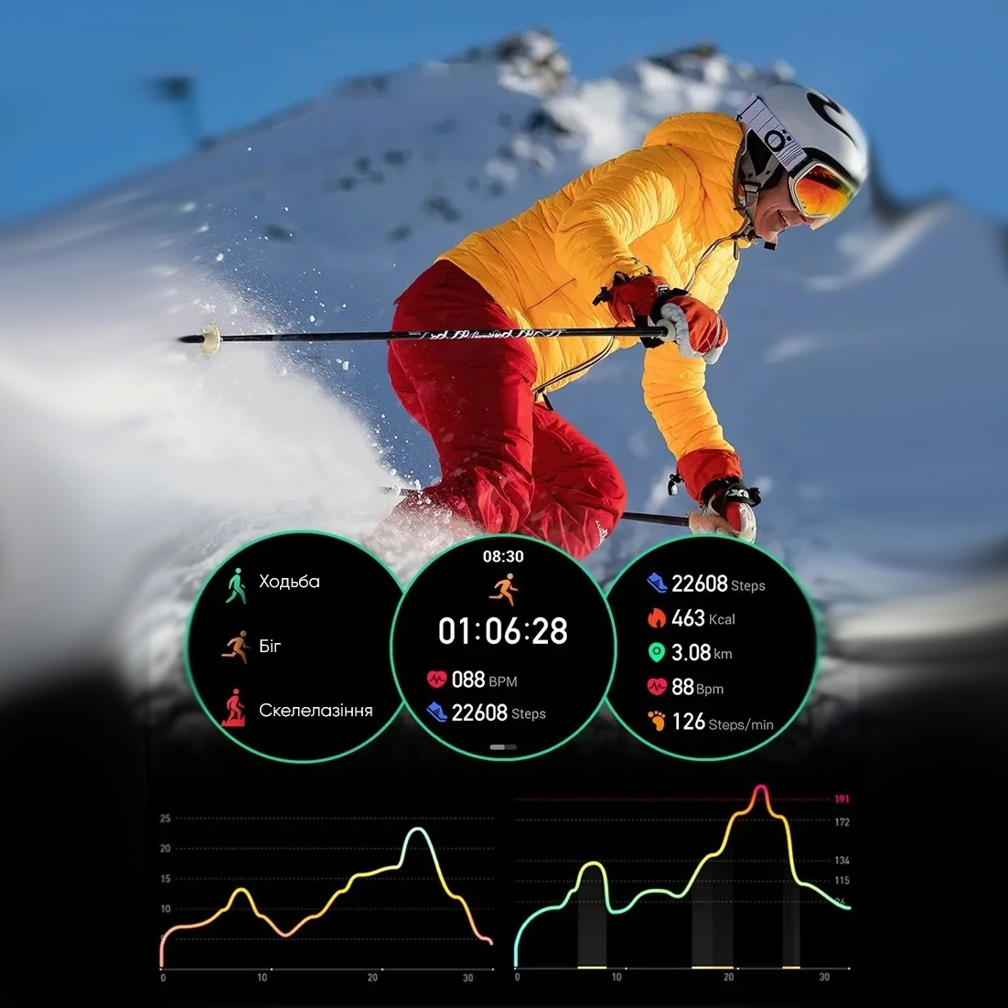 Купити Чоловічий розумний годинник Modfit Expedition Compass Black з вбудованим компасом та вологозахистом IP68