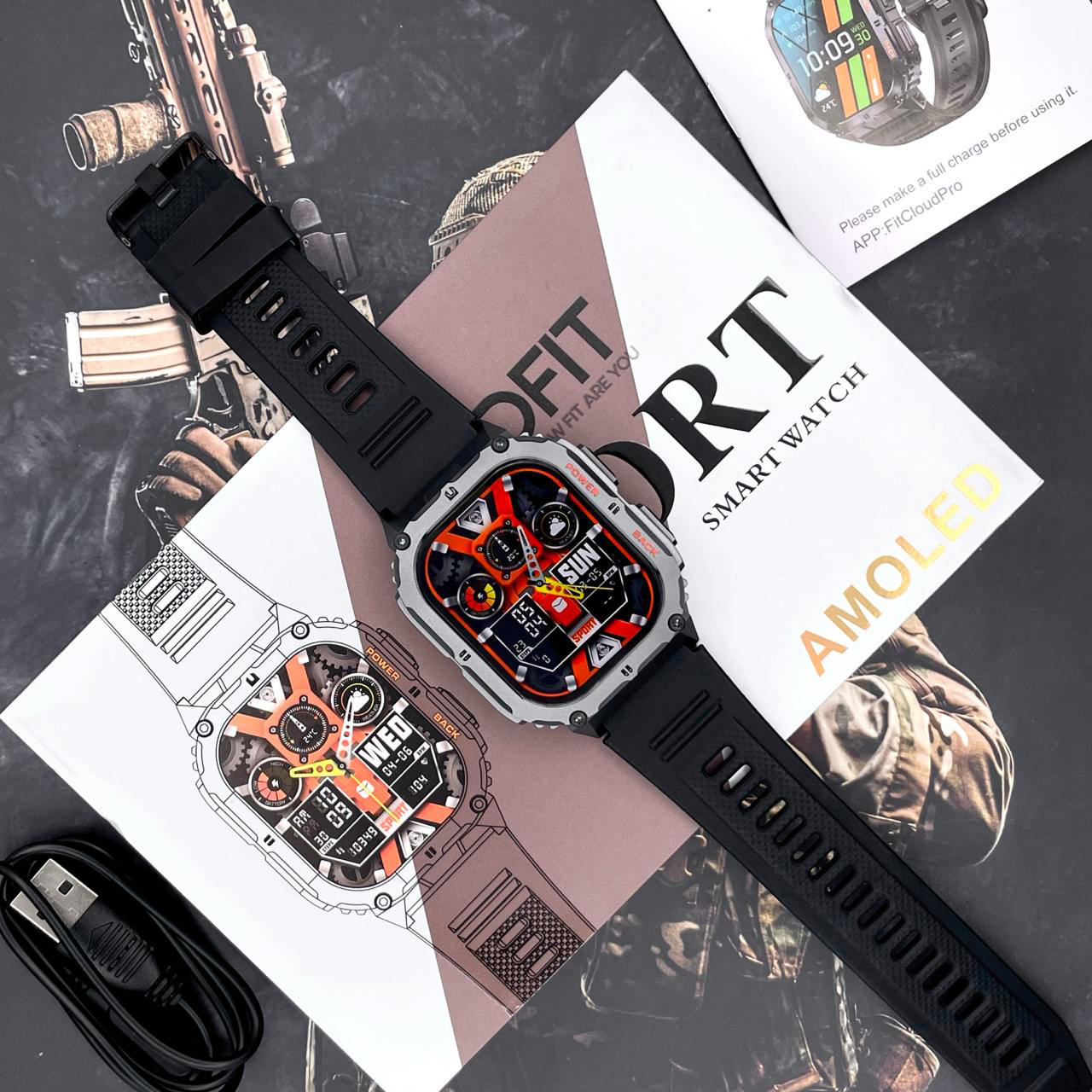 Купити Чоловічий розумний годинник Modfit Navi Compass Black з AMOLED дисплеєм та компасом