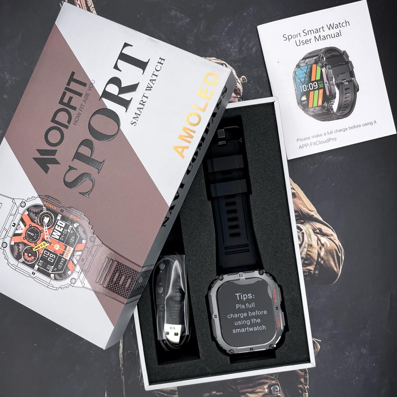Купити Чоловічий розумний годинник Modfit Navi Compass Black з AMOLED дисплеєм та компасом