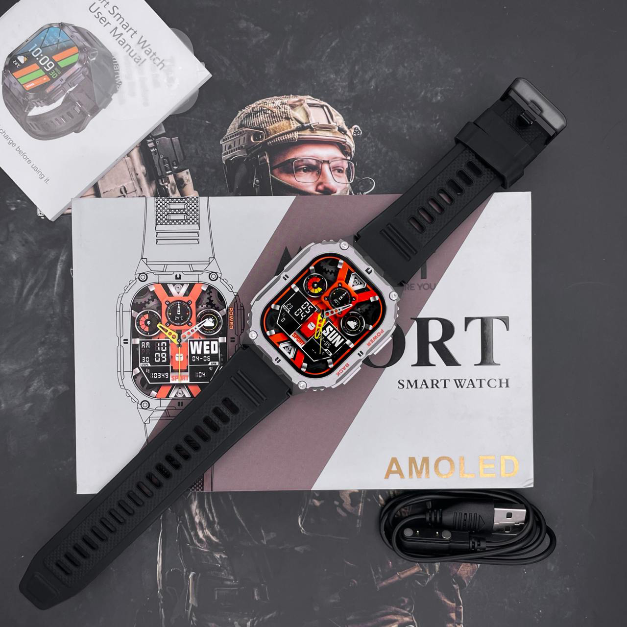 Купити Розумний годинник Modfit Navi Compass Silver-Black з AMOLED дисплеєм та вбудованим компасом
