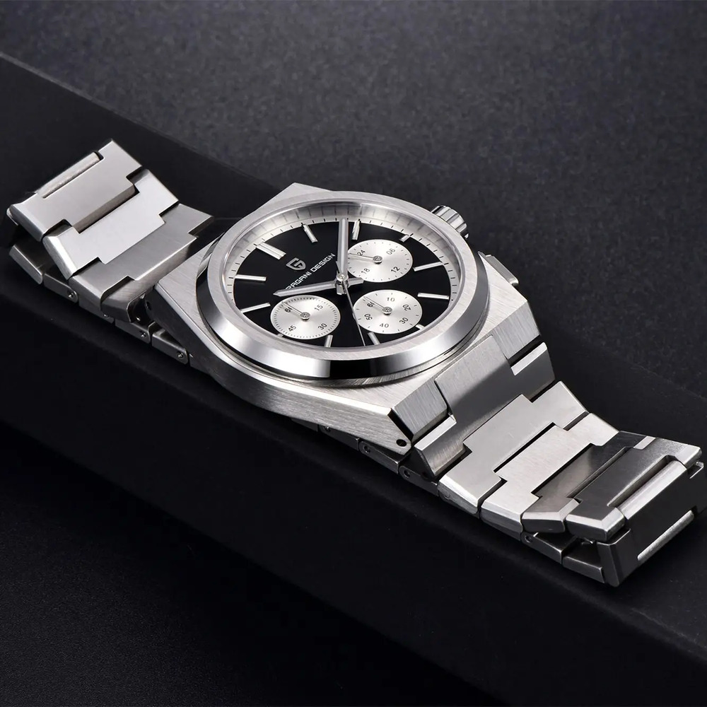Чоловічий годинник Pagani Design PD-1761 Silver-Black з сапфіровим склом та механізмом SEIKO VK63