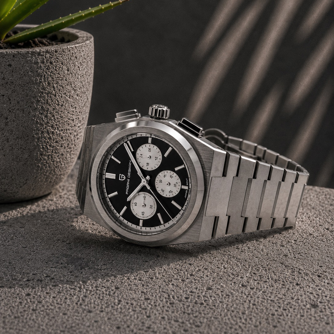 Купити Чоловічий годинник Pagani Design PD-1761 Silver-Black з сапфіровим склом та механізмом SEIKO VK63