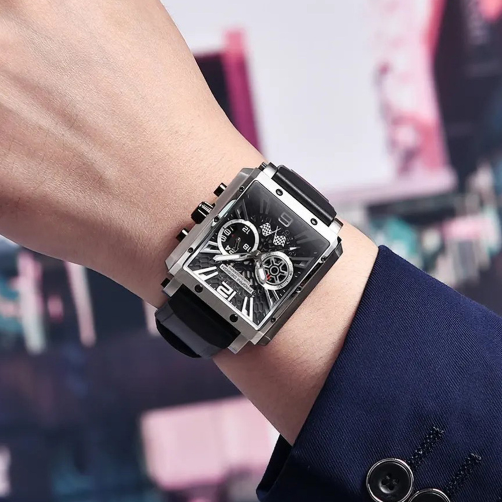 Чоловічий годинник Pagani Design PD-1725 Silver-Black з сапфіровим склом та механізмом SEIKO VK64