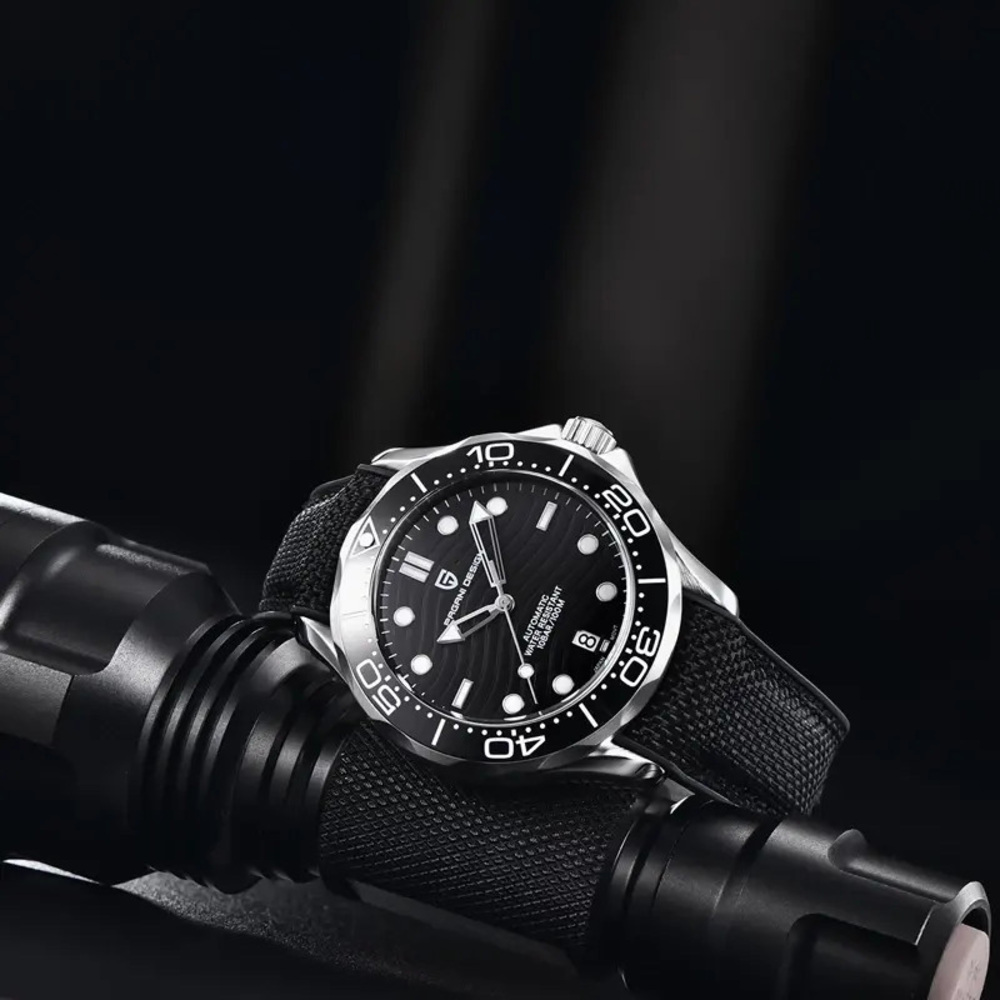 Чоловічий годинник Pagani Design PD-1685 Silver-Black з сапфіровим склом та механізмом SEIKO NH35A