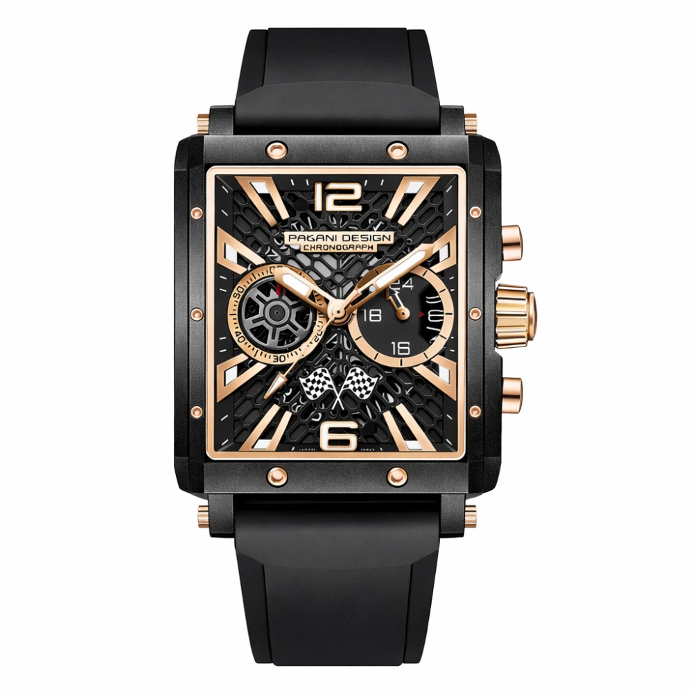 Чоловічий годинник Pagani Design PD-1725 Black-Black з сапфіровим склом та механізмом SEIKO VK64