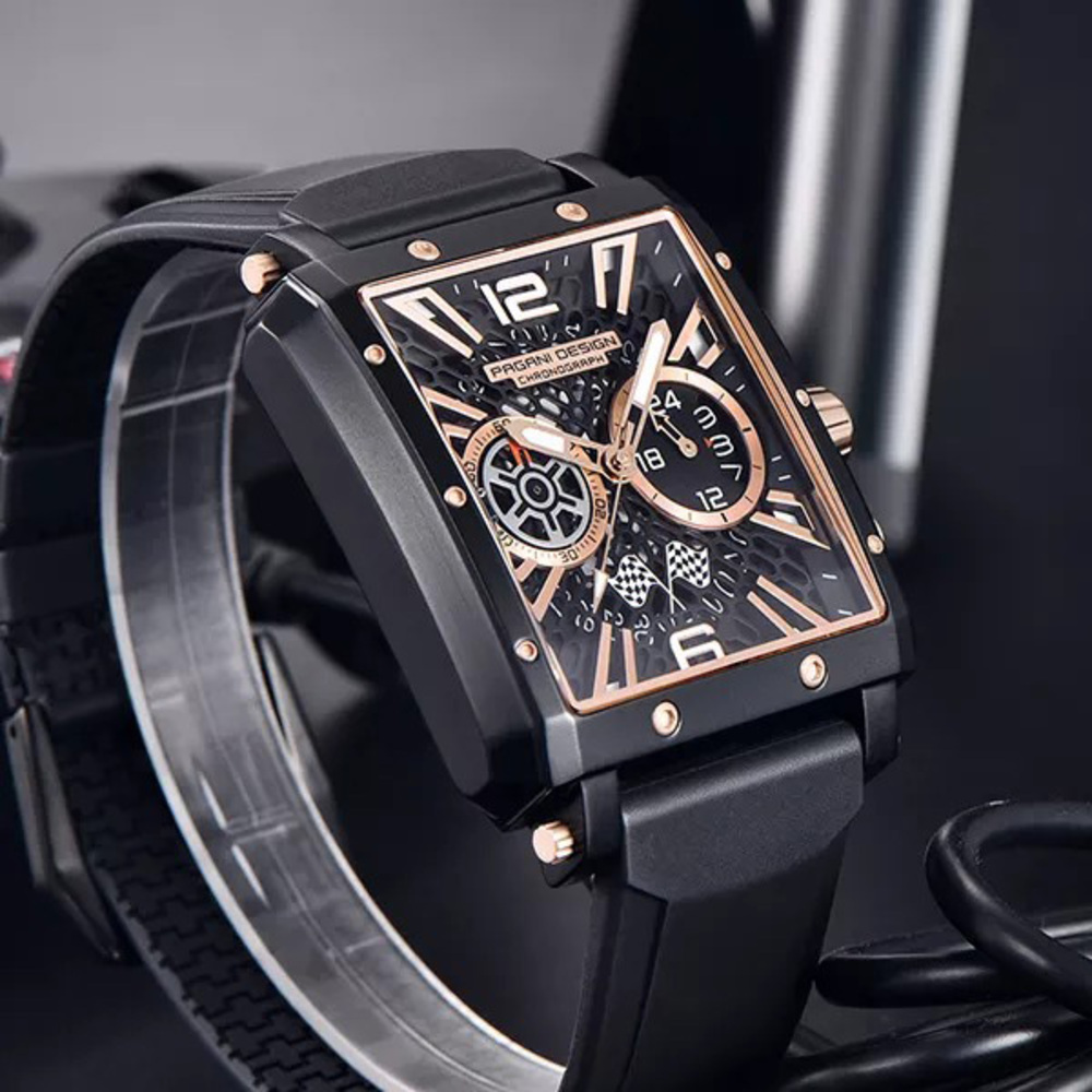 Чоловічий годинник Pagani Design PD-1725 Black-Black з сапфіровим склом та механізмом SEIKO VK64