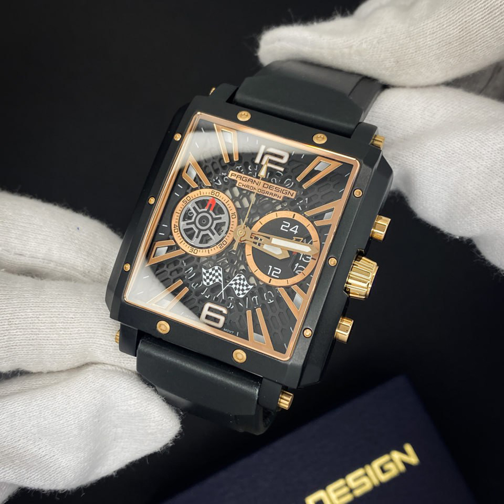 Чоловічий годинник Pagani Design PD-1725 Black-Black з сапфіровим склом та механізмом SEIKO VK64