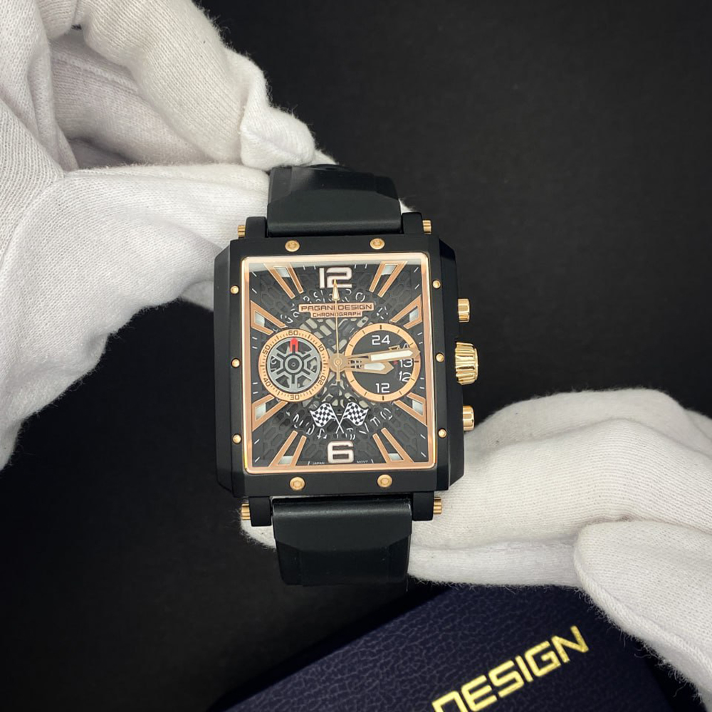 Чоловічий годинник Pagani Design PD-1725 Black-Black з сапфіровим склом та механізмом SEIKO VK64