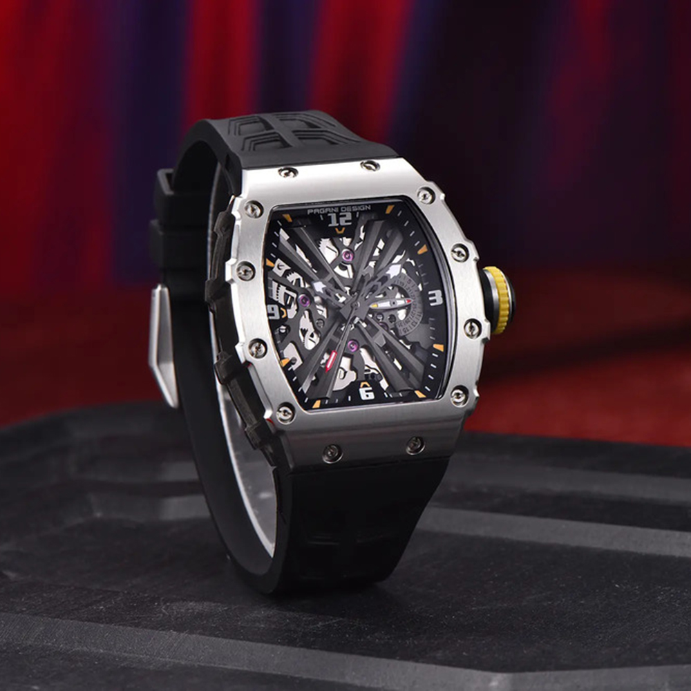 Чоловічий годинник Pagani Design PD-1738 Silver-Black з сапфіровим склом та японським механізмом SEIKO