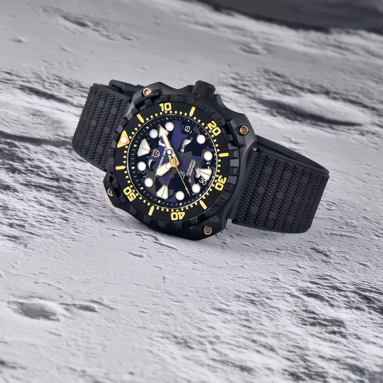 Купити Чоловічий годинник Pagani Design PD-YN009 Black-Camo Blue з сапфіровим склом та механізмом Seiko NH35