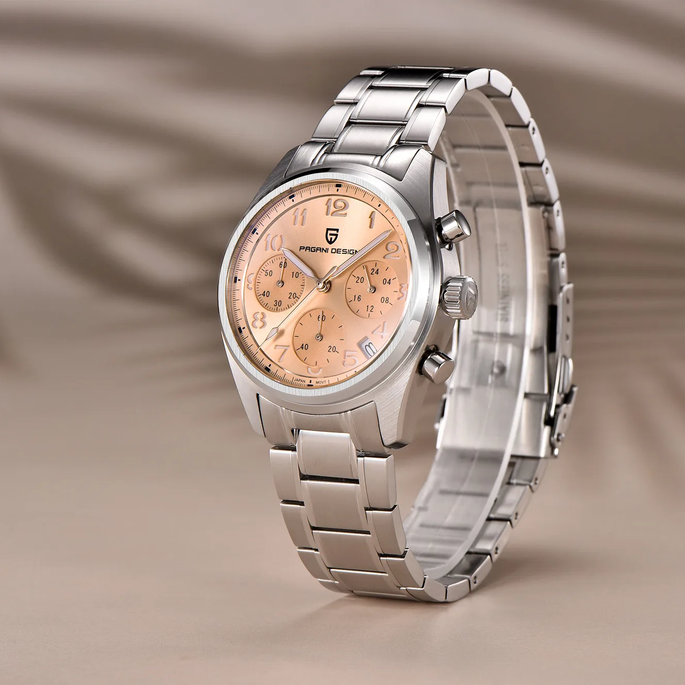 Купити Чоловічий годинник Pagani Design PD-1773 Silver-Pink з сапфіровим склом та механізмом Seiko VK63