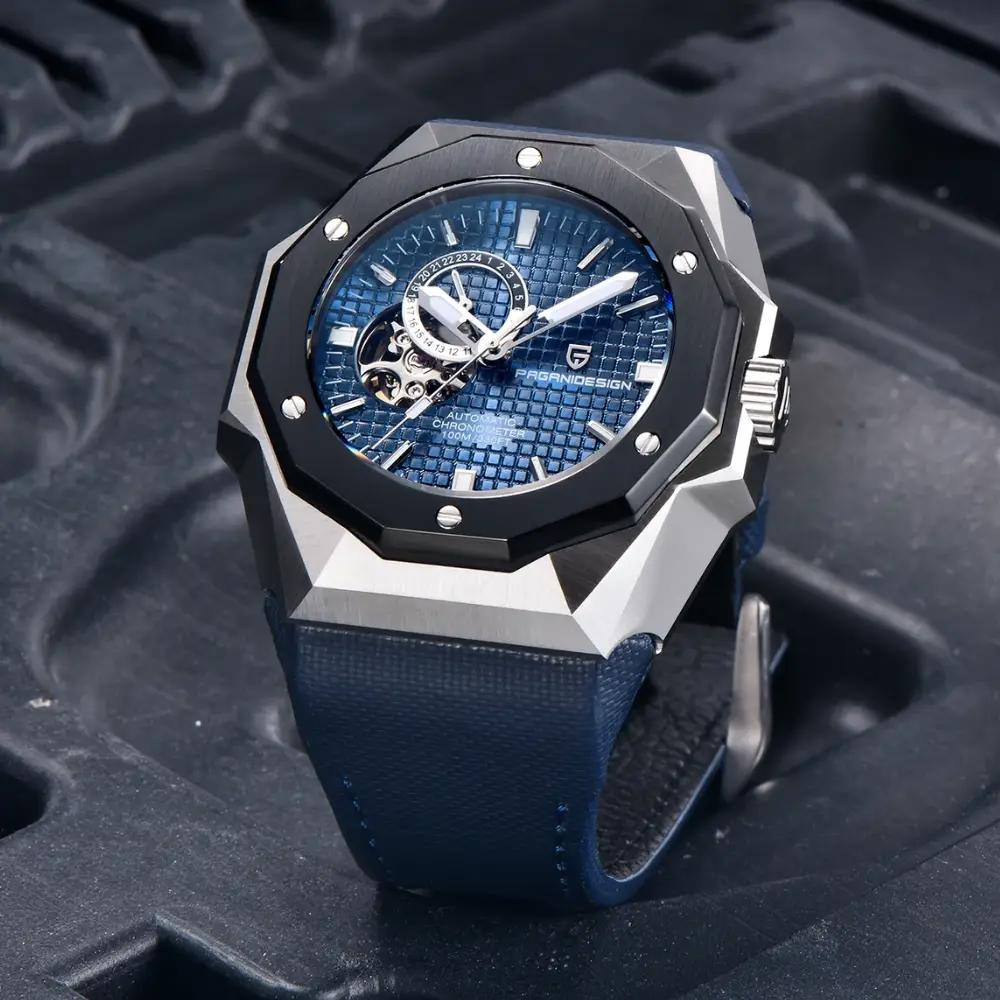 Купити Чоловічий механічний годинник Pagani Design PD-YS010 Silver-Blue з сапфіровим склом та автопідзаводом