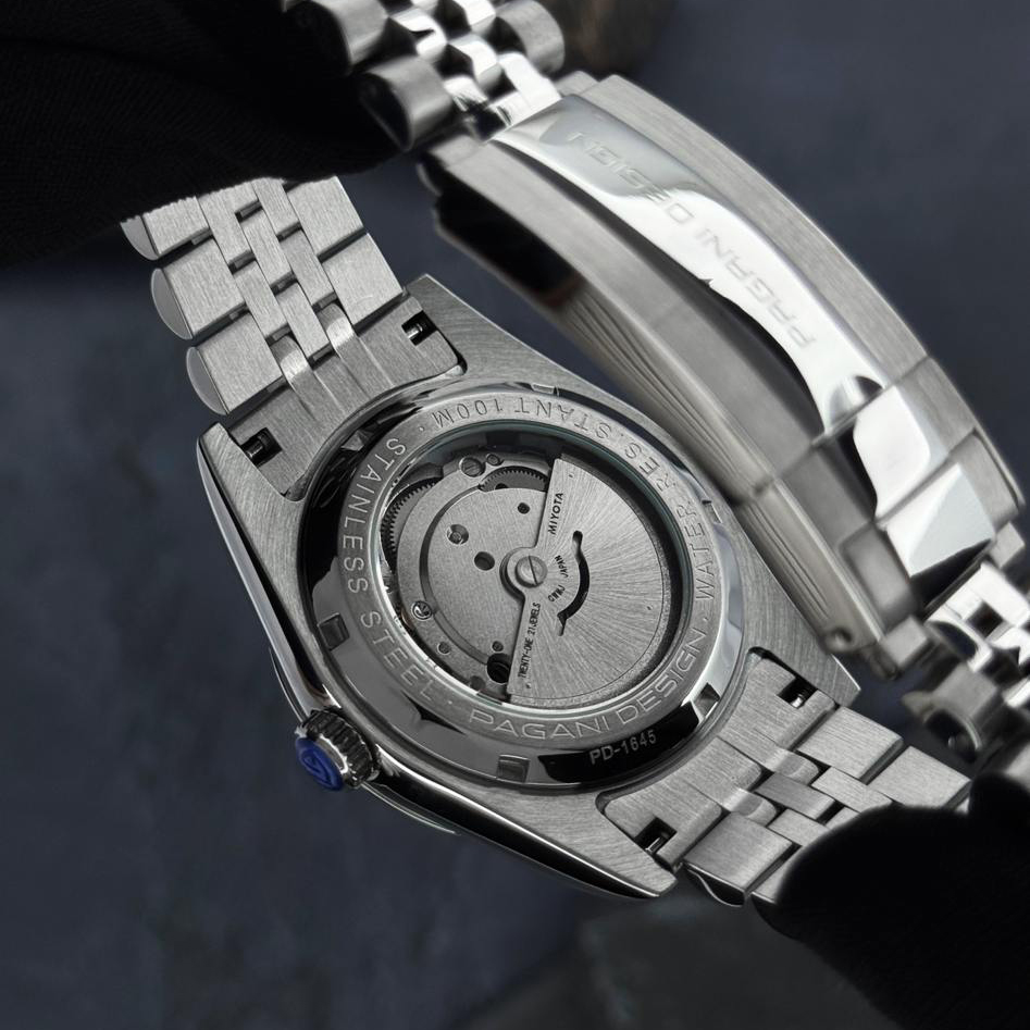 Купити Чоловічий механічний годинник Pagani Design PD-1645 Silver-Blue з сапфіровим склом та автопідзаводом