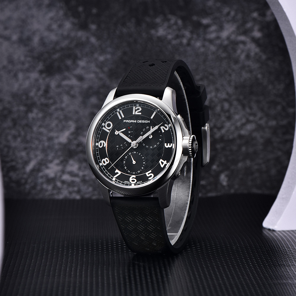 Купити Чоловічий годинник Pagani Design PD-1780 Black-Silver-Black з сапфіровим склом та механізмом VH88