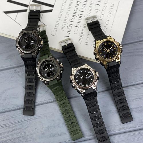 Купити Чоловічий спортивний годинник Sanda 739 Black-Gold з комбінованим циферблатом та підсвічуванням