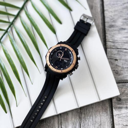 Купити Чоловічий спортивний годинник Sanda 6012 Black-Cuprum з комбінованим циферблатом та захистом 5 ATM