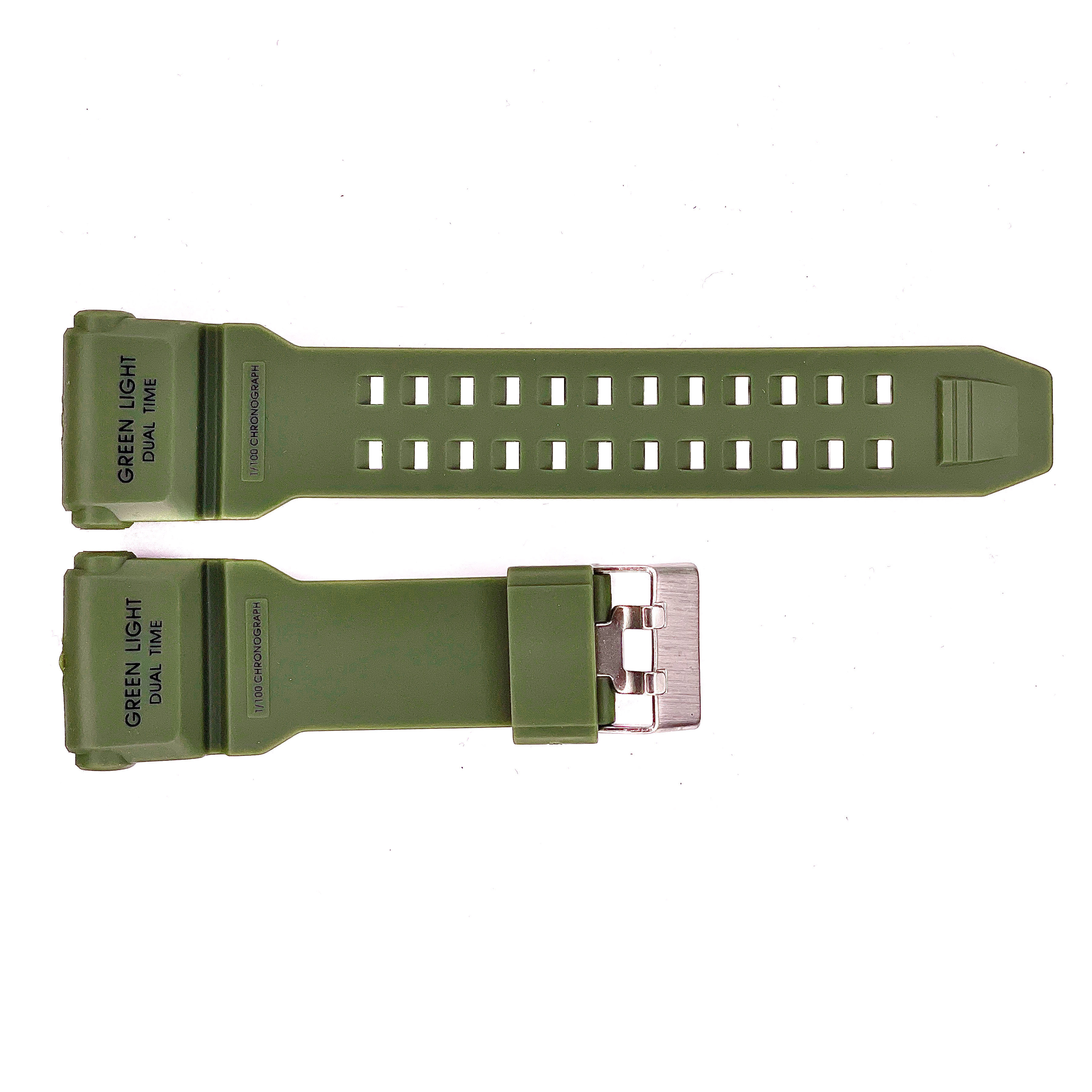 Ремінець для годинника Skmei 1965AG Army Green зелений каучуковий 26.5 см (1051-0504)
