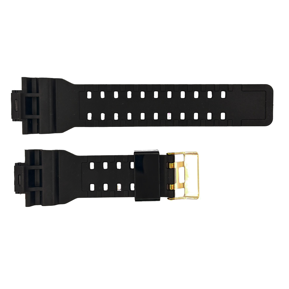 Купити Ремінець для годинника Skmei 1834BKGD Black-Gold каучуковий чорний 26.5 см (1051-0511)