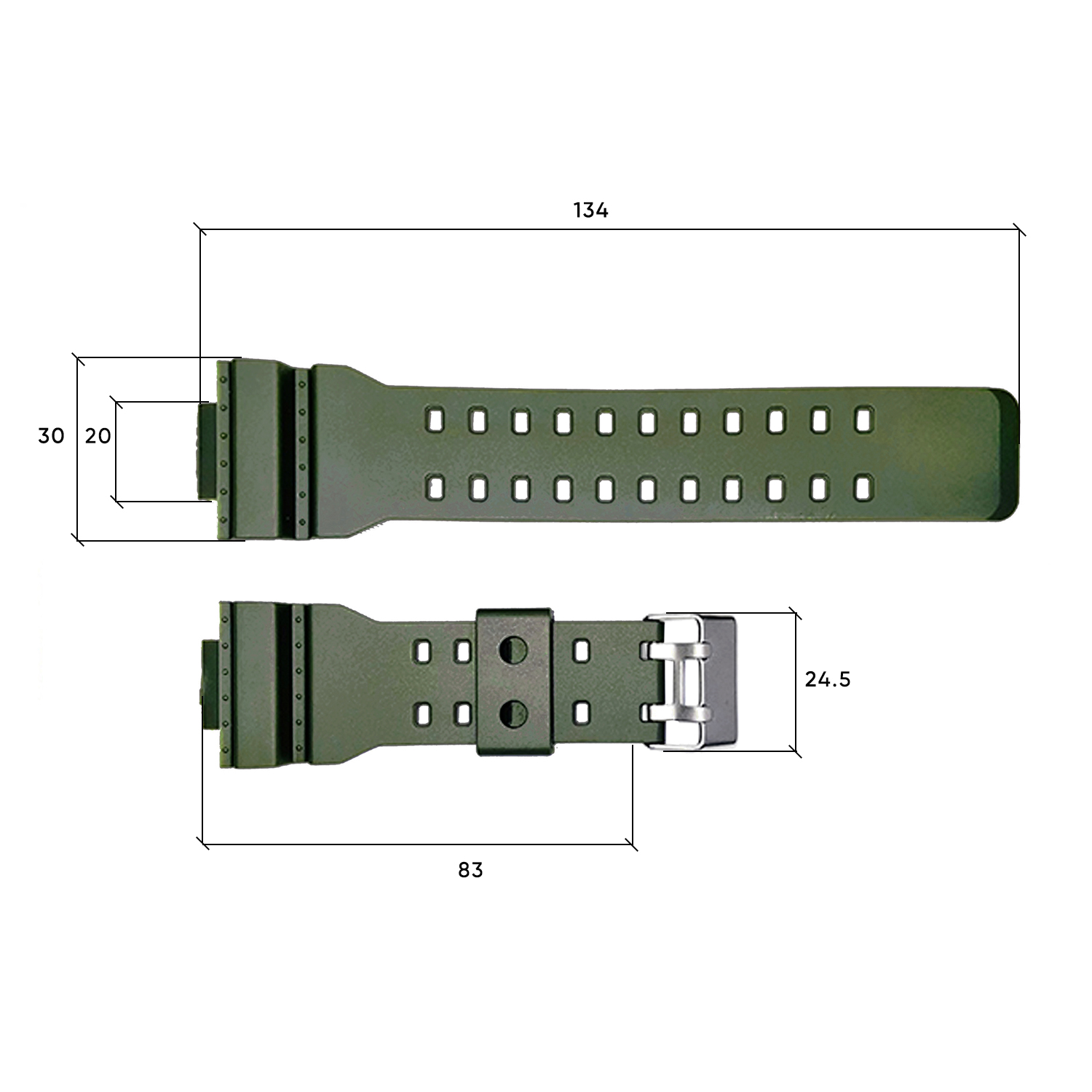 Купити Ремінець для годинника Skmei 1688AG Army Green каучуковий зелений (SKU: 1051-0554)