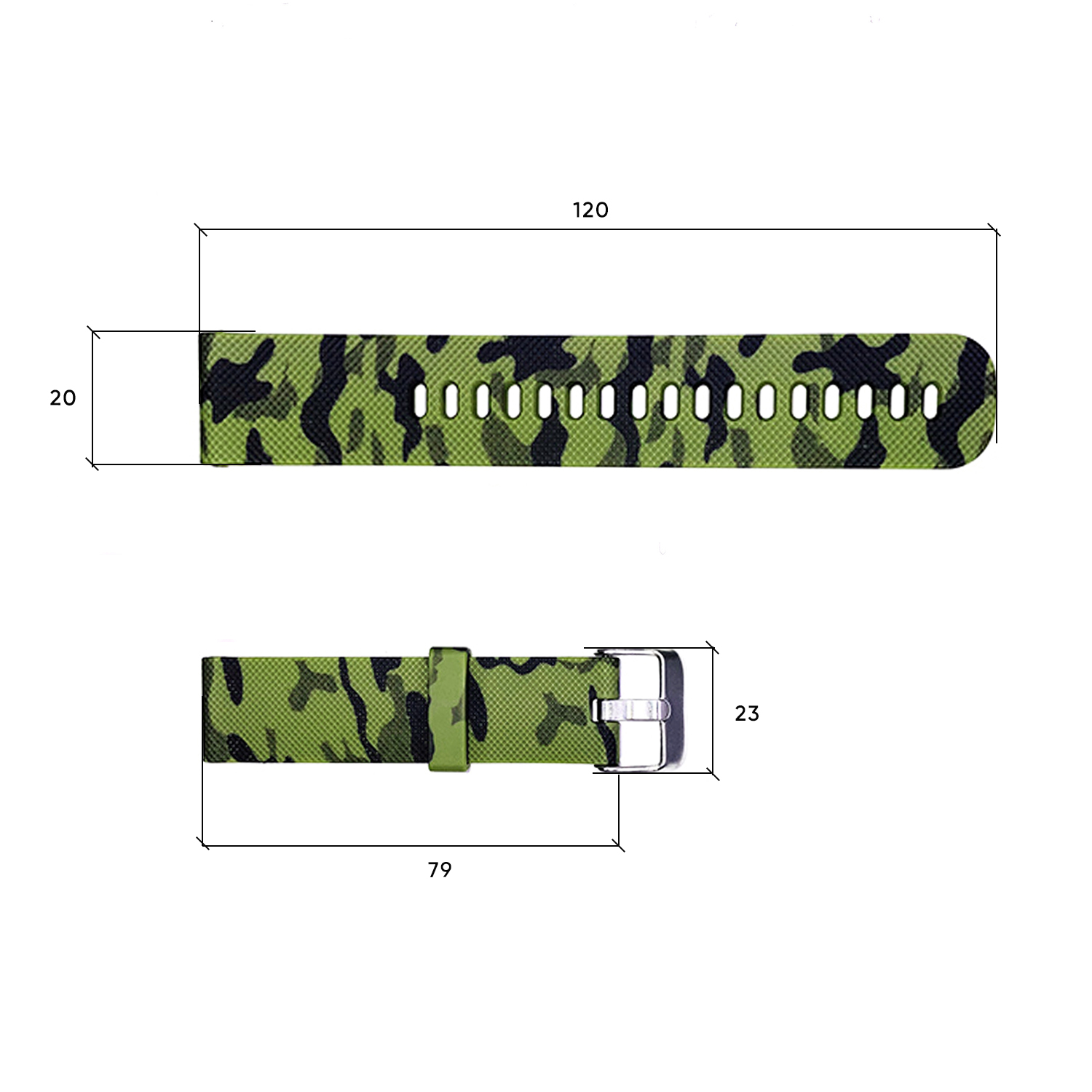 Купити Ремінець для годинника Skmei 1893CMGN Camo Green 20 мм каучуковий камуфляжний
