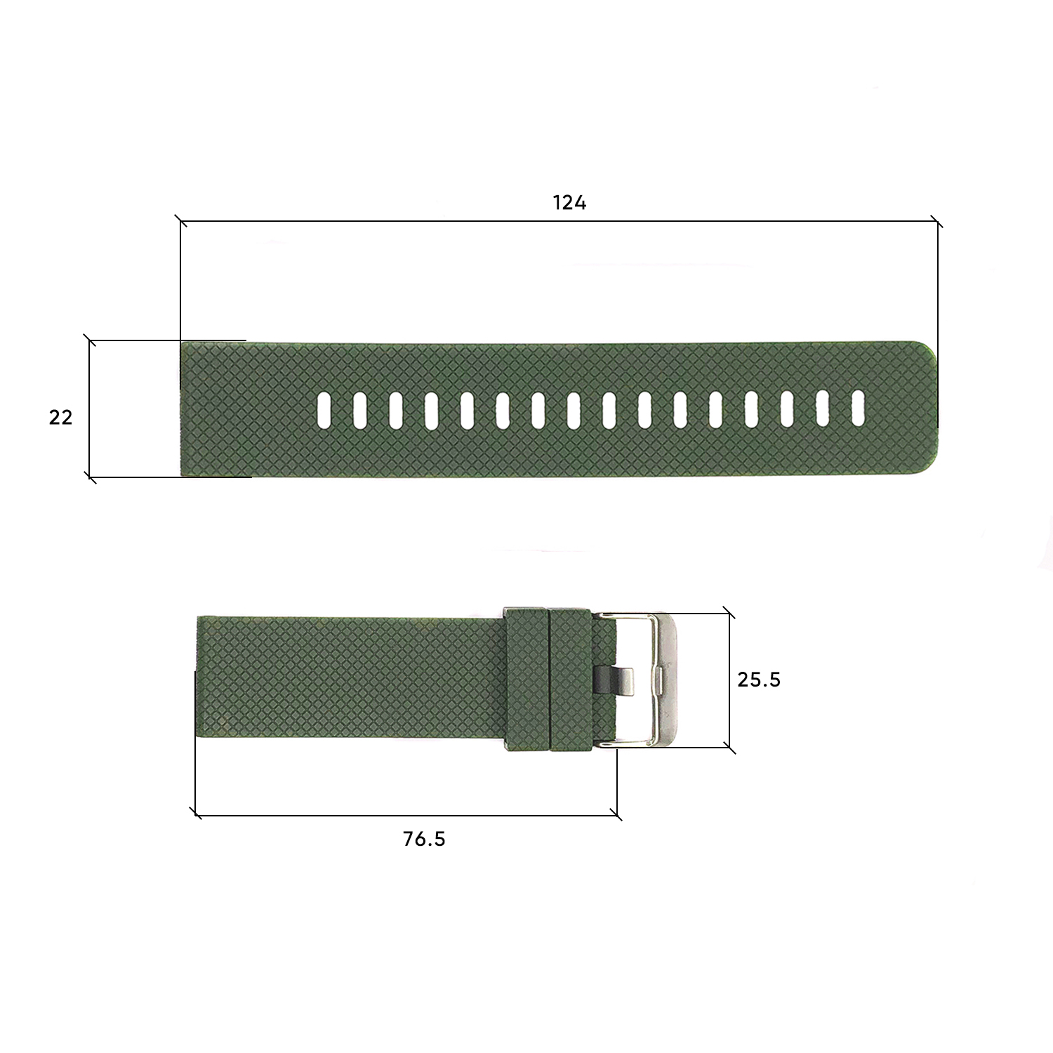 Купити Ремінець для годинника Skmei 1416/1418/1267/1285/1293/1426/1866/1894 Army Green 22 мм каучуковий зелений