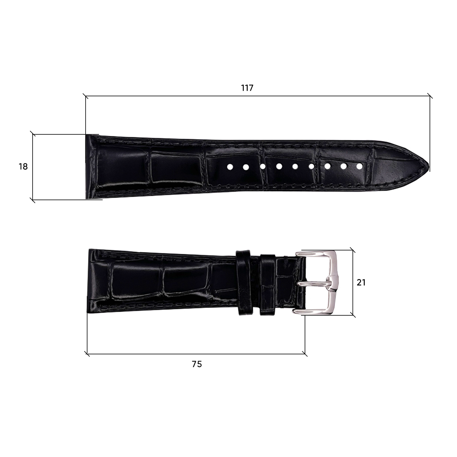 Купити Шкіряний ремінець Premium 18х16 мм. Black