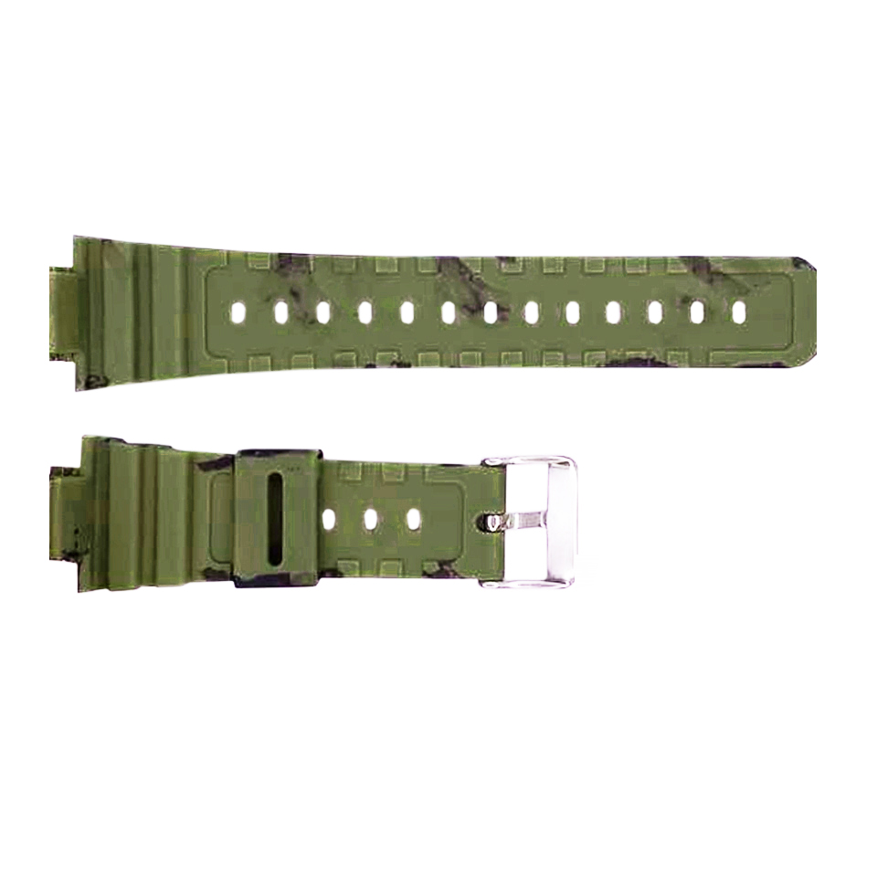 Купити Ремінець для годинника Skmei 1628CMGN Camo Green камуфляжний каучуковий 24.5 см (1051-0659)
