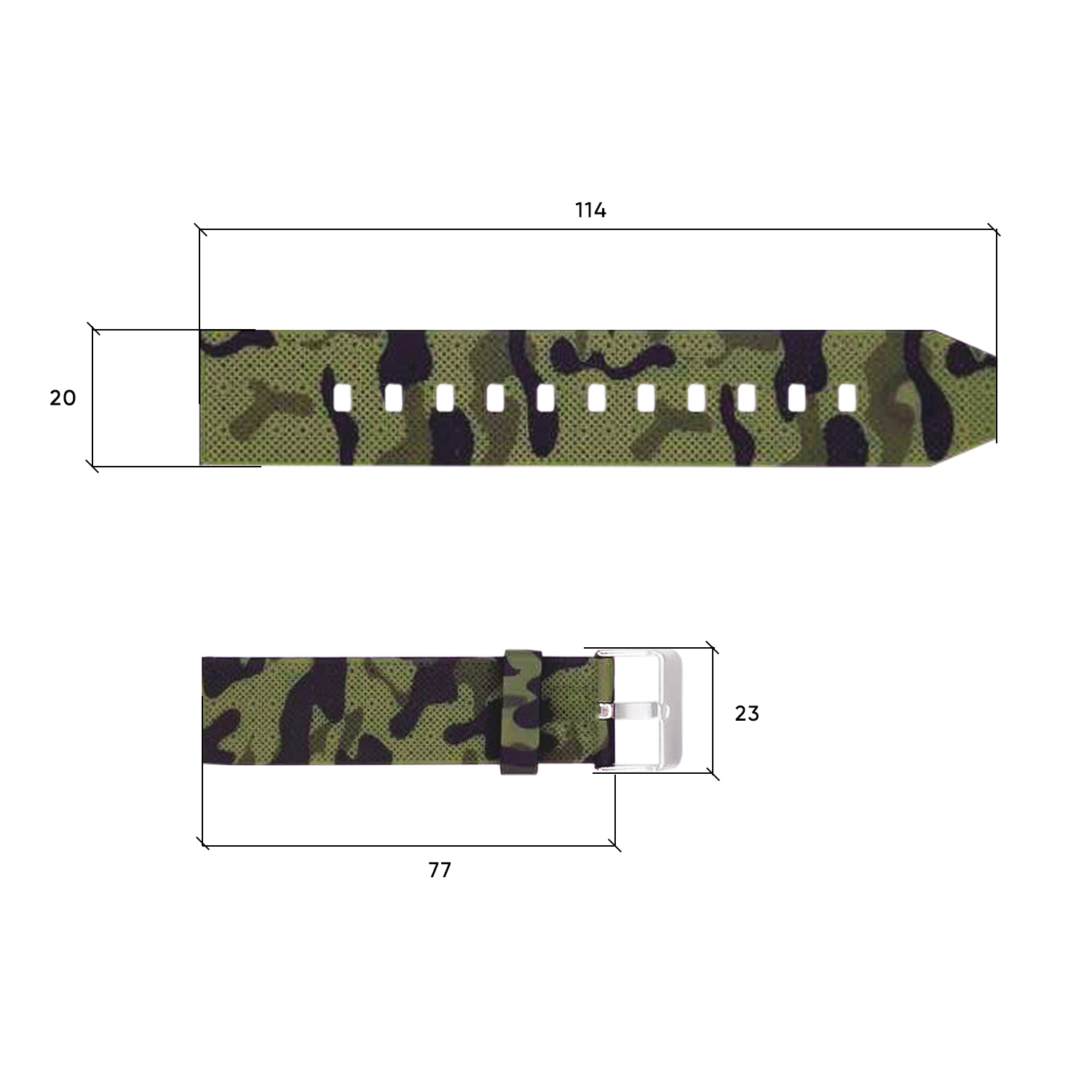 Купити Ремінець для годинника Skmei 1895CMGN Camo Green 20 мм каучуковий камуфляжний