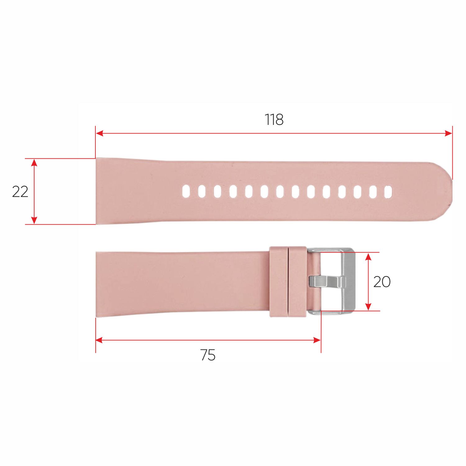 Купити Ремінець для смарт годинника Modfit Business Pink (1051-0776) рожевий силіконовий 19.5 см
