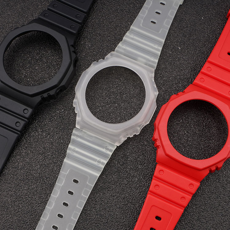 Купити Ремінець + безель для Casio G-Shock GA-2100 Black SI (1051-0811) каучуковий чорний