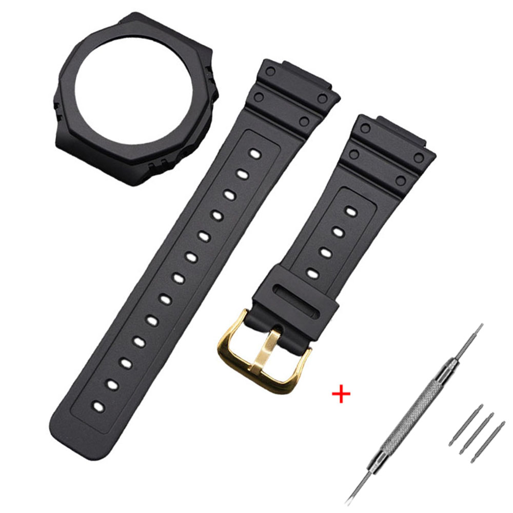 Ремінець та безель Casio accessories для G-Shock GA-2100/GA-2110 Black GD чорний каучуковий