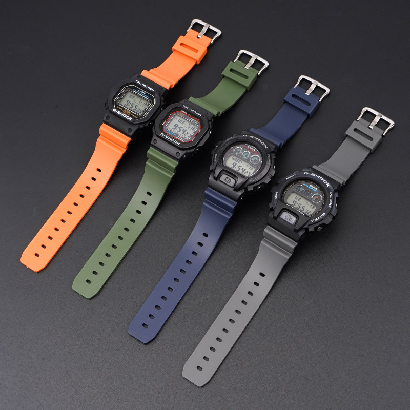 Купити Ремінець для годинника Casio G-Shock DW-6900 Army Green SI, поліуретановий зелений 20.4 см