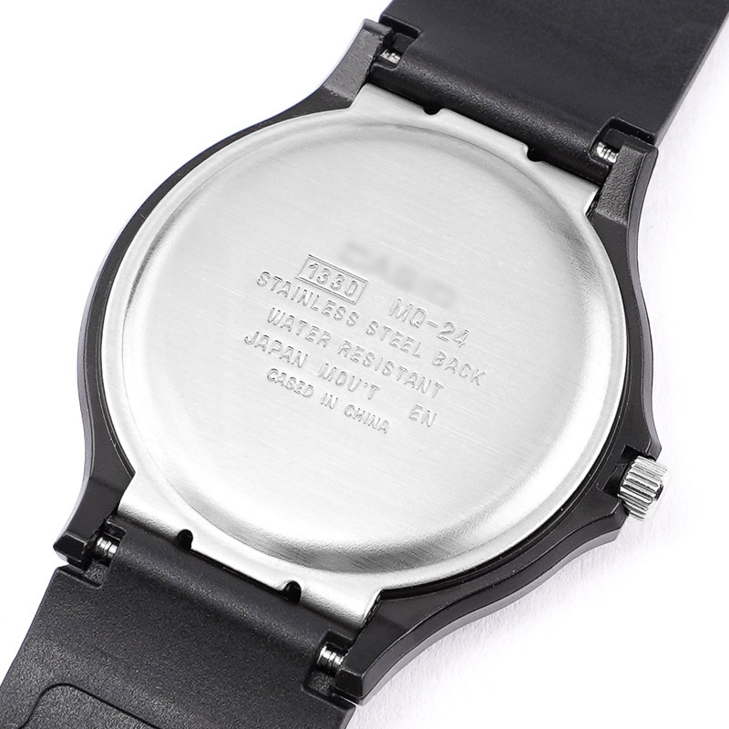 Купити Ремінець для годинника Casio MQ-24 All Black чорний поліуретановий (SKU 1051-0886)
