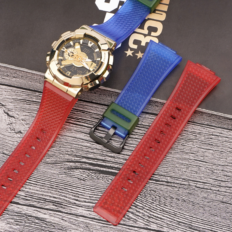 Купити Ремінець Casio accessories для G-Shock GA-100/110 Transl-Red-Blue BK напівпрозорий полімерний