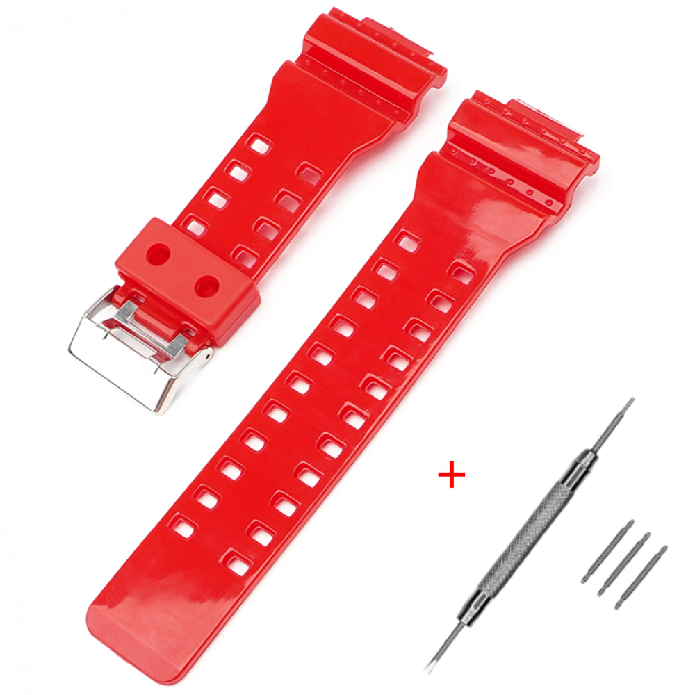 Купити Ремінець для Casio G-Shock GA-100/110 Red-Glossy SI червоний полімерний (1051-1074)