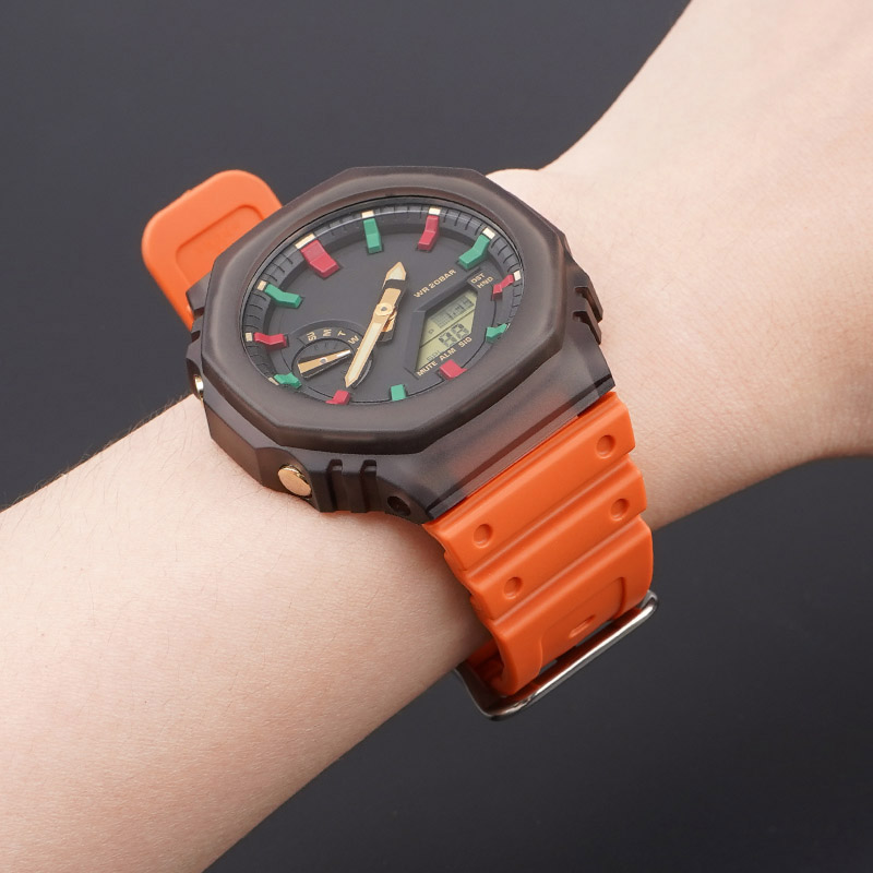 Купити Полімерний ремінець для Casio G-Shock GA-2100/2110 Orange SI помаранчевий 20.2 см