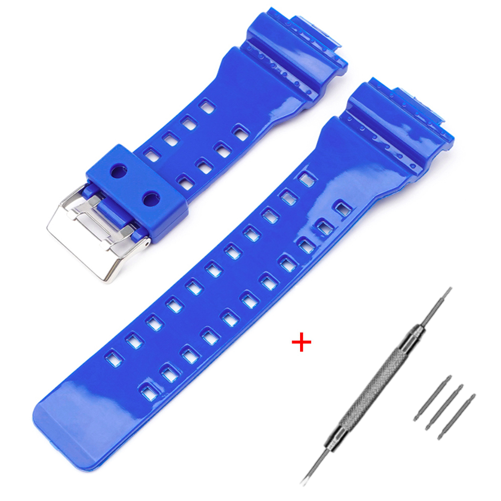 Купити Ремінець для годинника Casio G-Shock GA-100/110 Blue-Glossy SI синій полімерний