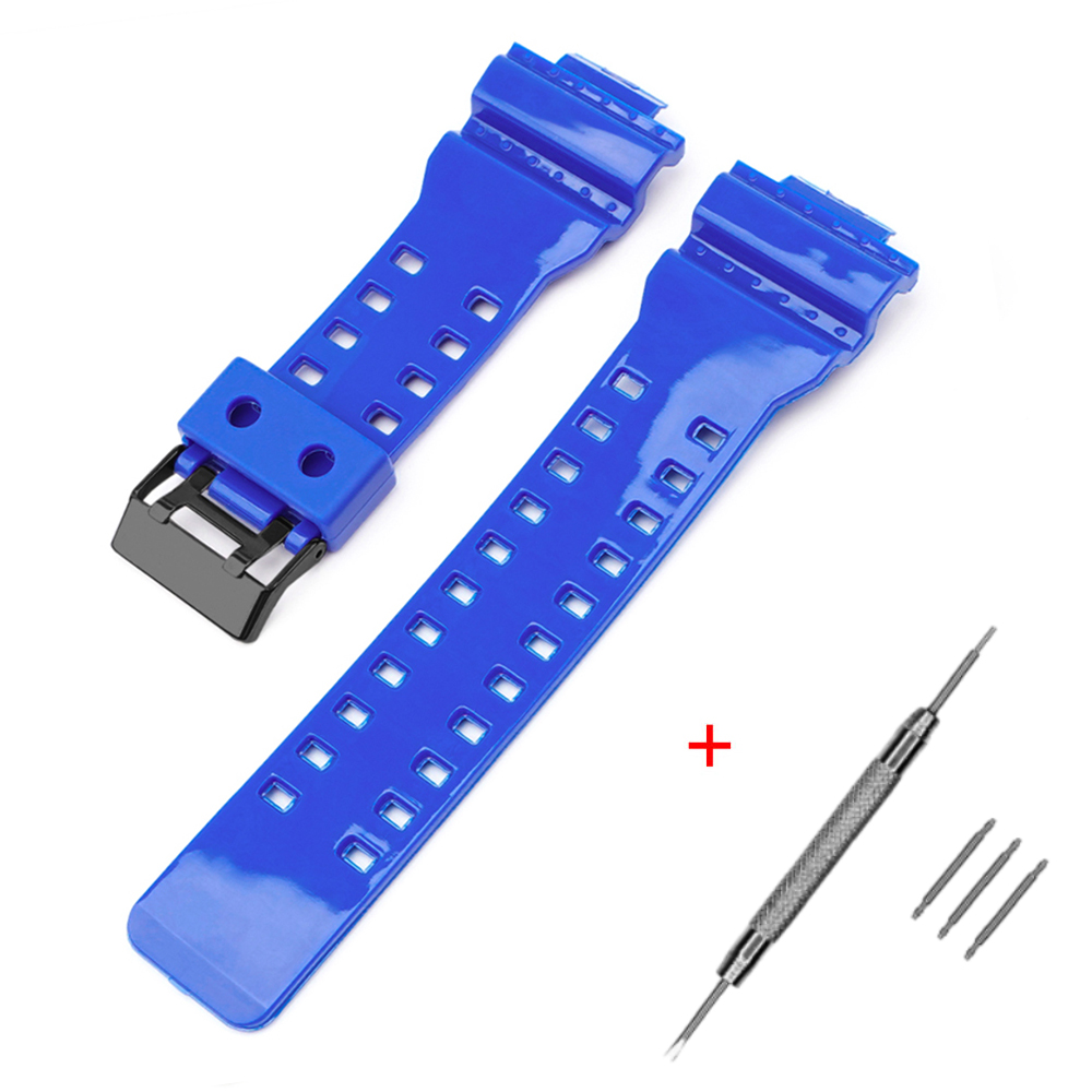 Купити Ремінець для Casio G-Shock GA-100/110/120 Blue-Glossy BK Синій Полімерний