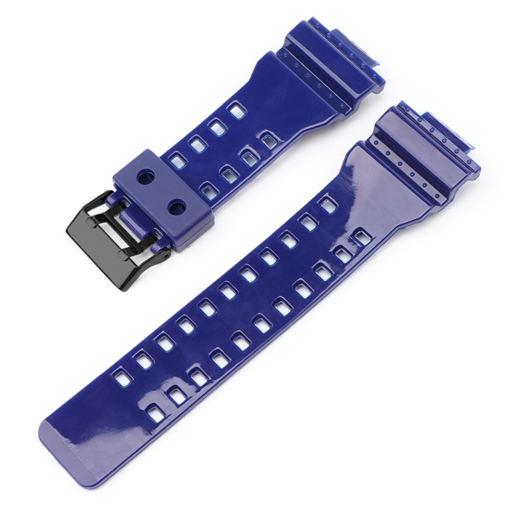 Купити Ремінець для Casio G-Shock GA-100/110/120 Dark Blue-Glossy BK, темно-синій полімерний браслет